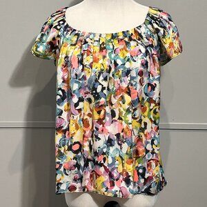 Spense Multi Color Abstract Top Shirt Blouse Women's Size Petite Small